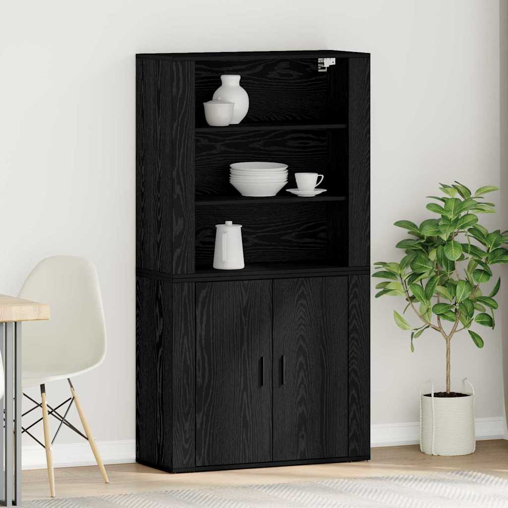Highboard Black Oak Engineered Wood - Merlin Deals