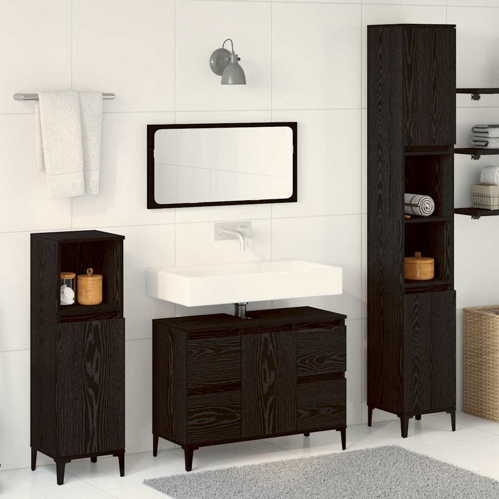 3 Piece Bathroom Furniture Set Black Oak Engineered Wood - Millennium Furniture