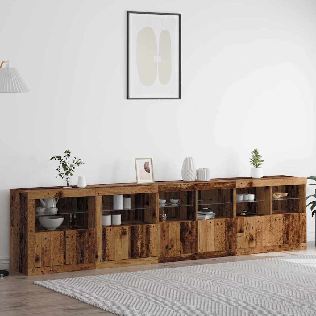 Sideboard with LED Lights Old Wood 283x37x67 cm Engineered Wood - Direct Imports