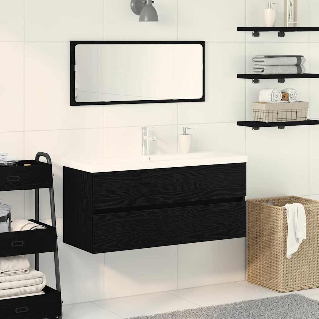 Sink Cabinet with Built-in Basin Black Oak Engineered Wood - Charlotte Dunes