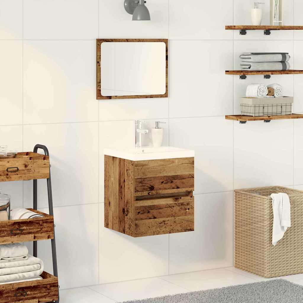 Sink Cabinet with Built-in Basin Black Oak Engineered Wood - R and M Furniture