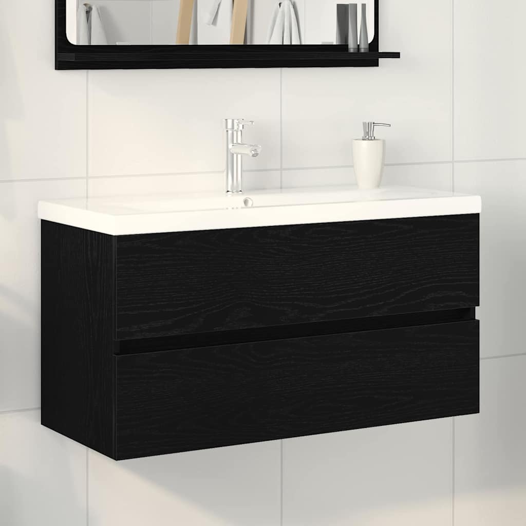 Sink Cabinet with Built-in Basin Black Oak Engineered Wood - Casper Homes
