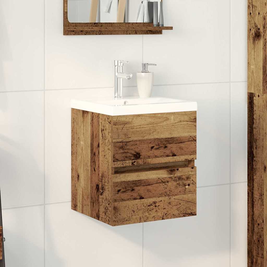 Sink Cabinet with Built-in Basin Black Oak Engineered Wood - All Things Good