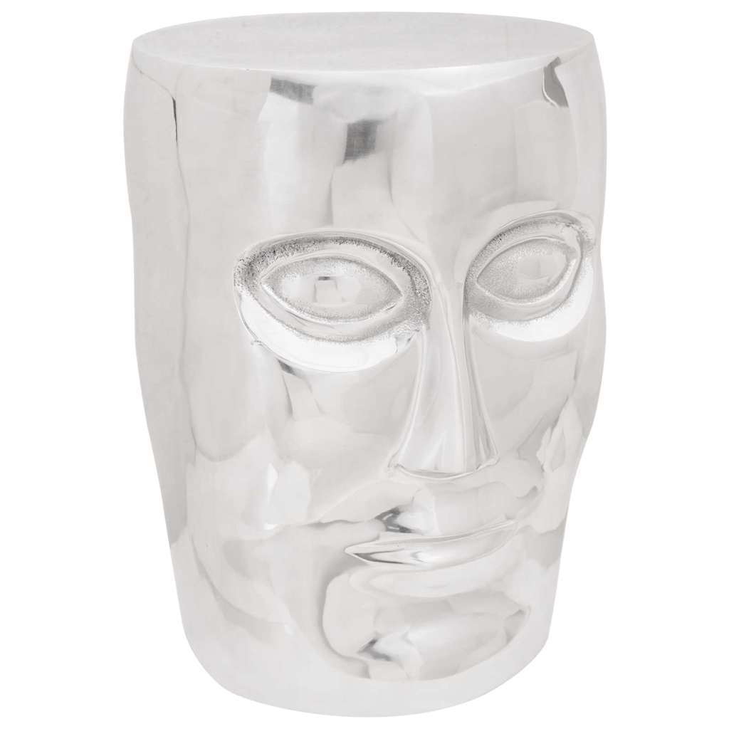 Face Stool Silver 33x33x45 cm Aluminium - Decor Base