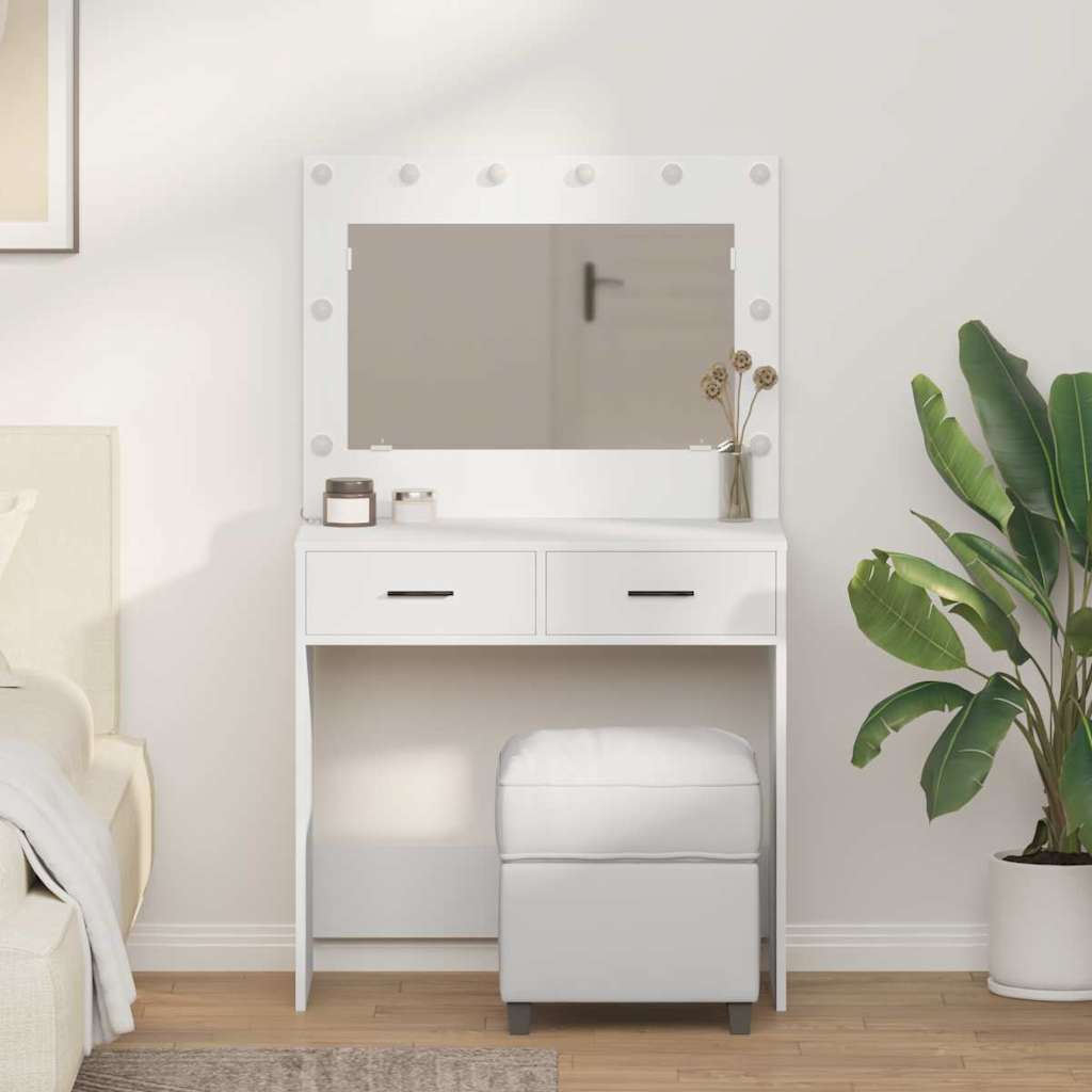 Vanity Table with LED Lights - White, 78.5 x 41 x 135 cm - Style and Chic