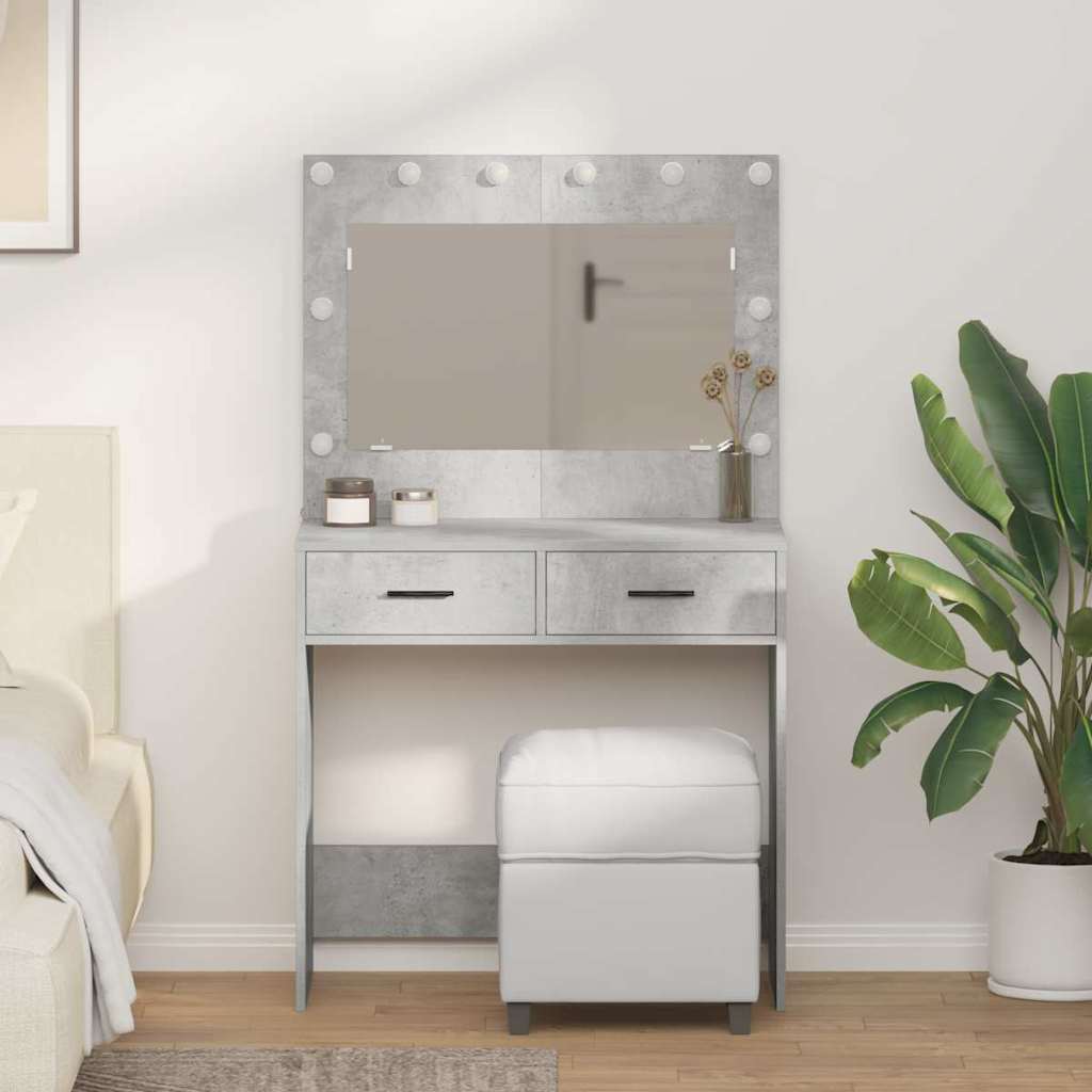 Dressing Table with LED Lights Concrete Grey 78,5x41x135 cm - Millennium Furniture
