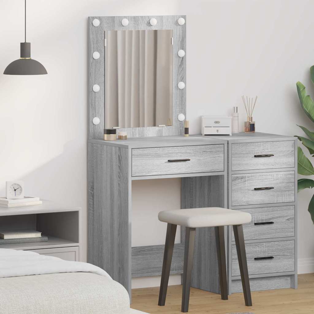 Dressing Table with LED Lights Grey Sonoma 50x41x135 cm - Tyrell & Tyrell