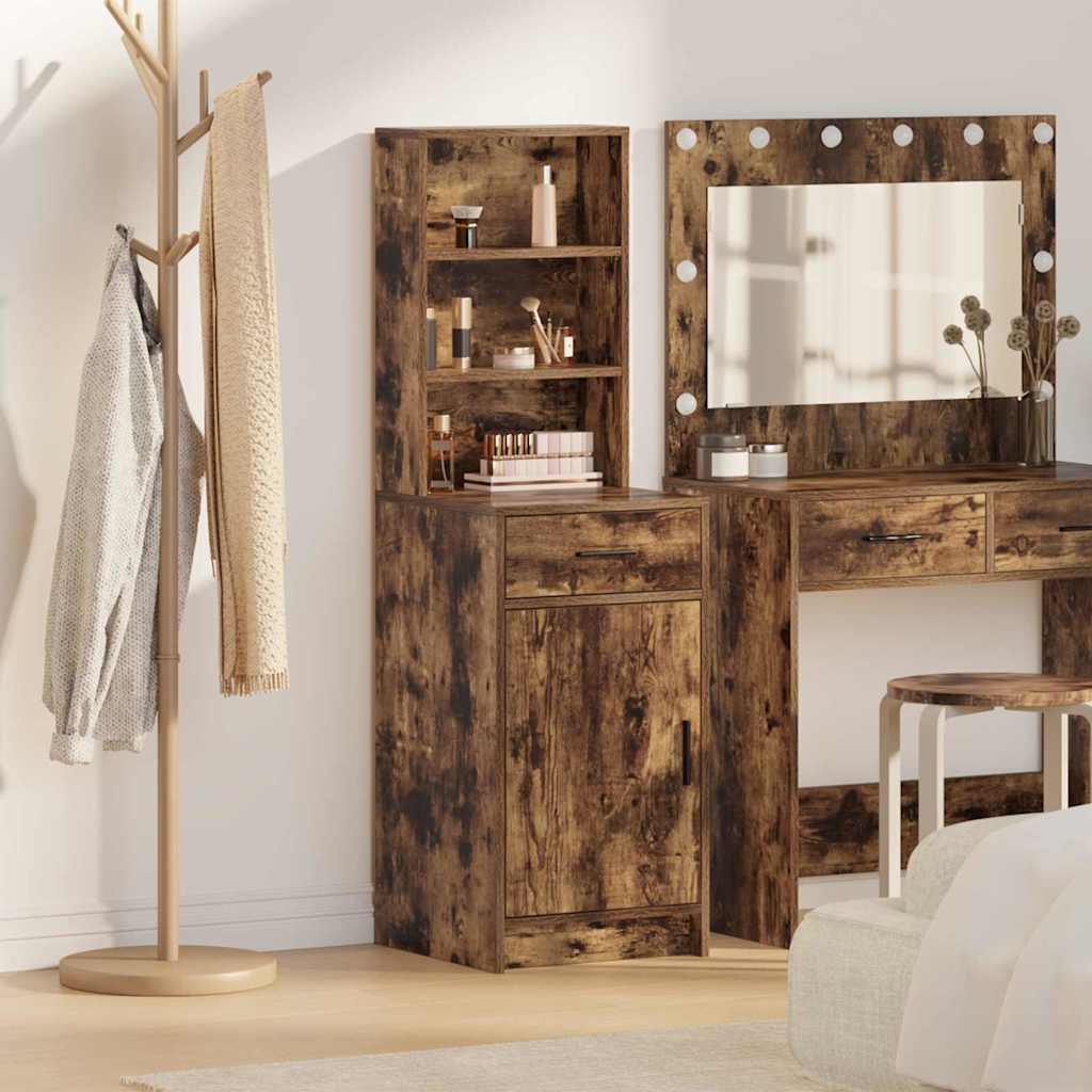 Highboard in Smoked Oak, 40x41x135 cm, Made of Engineered Wood - Design Hut