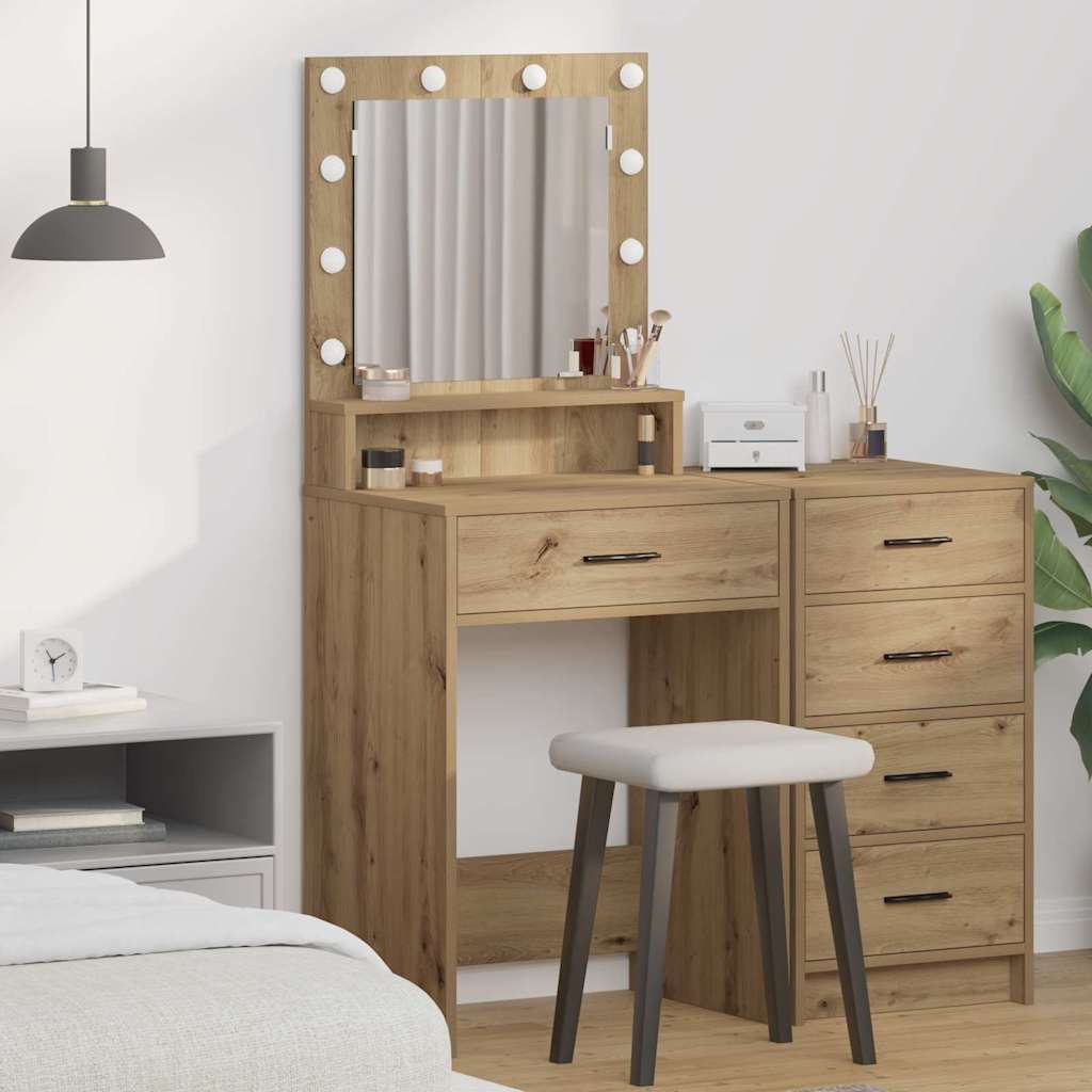 Dressing Table with LED Lights Artisan Oak 79x41x135 cm - Merkel Designers