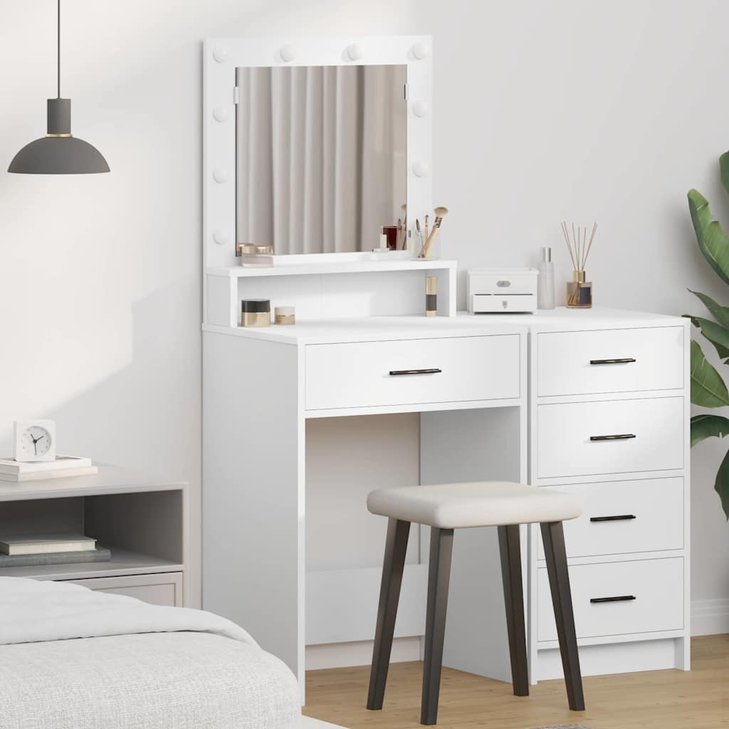 Vanity Table White MDF 50 x 41 x 135 cm Mirror Vanity Table - Sid & Sam