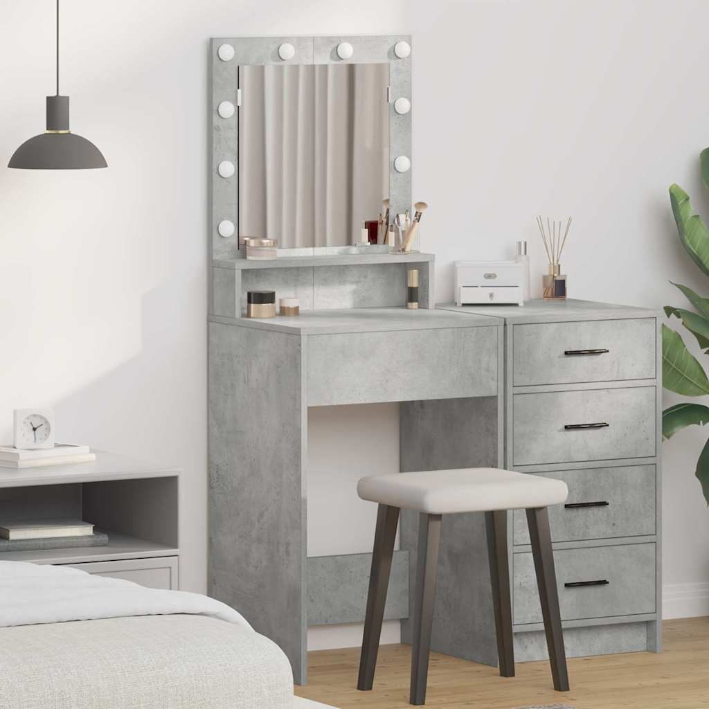 Dressing Table with LED Lights - Concrete Grey - 50x41x135 cm - Tyrell & Tyrell