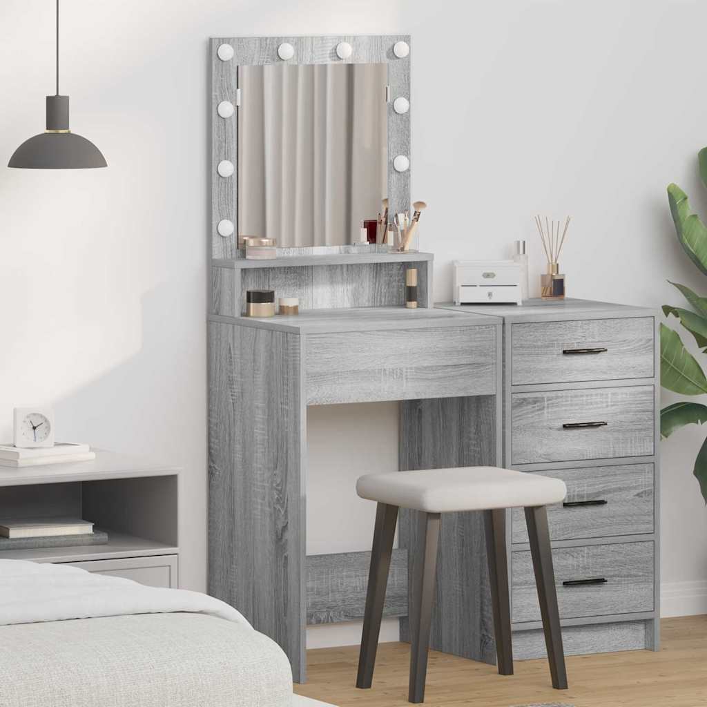 Dressing Table with LED Lights in Grey Sonoma - 50x41x135 cm - Casper Homes