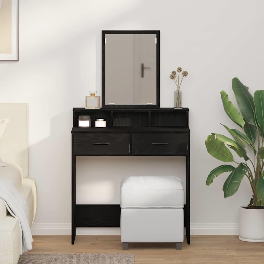 Dressing Table with Drawers Black Oak 79x41x140 cm - Brittle & Co