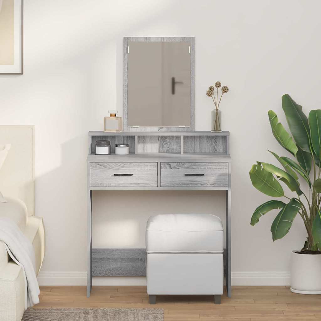 Grey Sonoma Dressing Table with Drawers - 79x41x140 cm - Brittle & Co