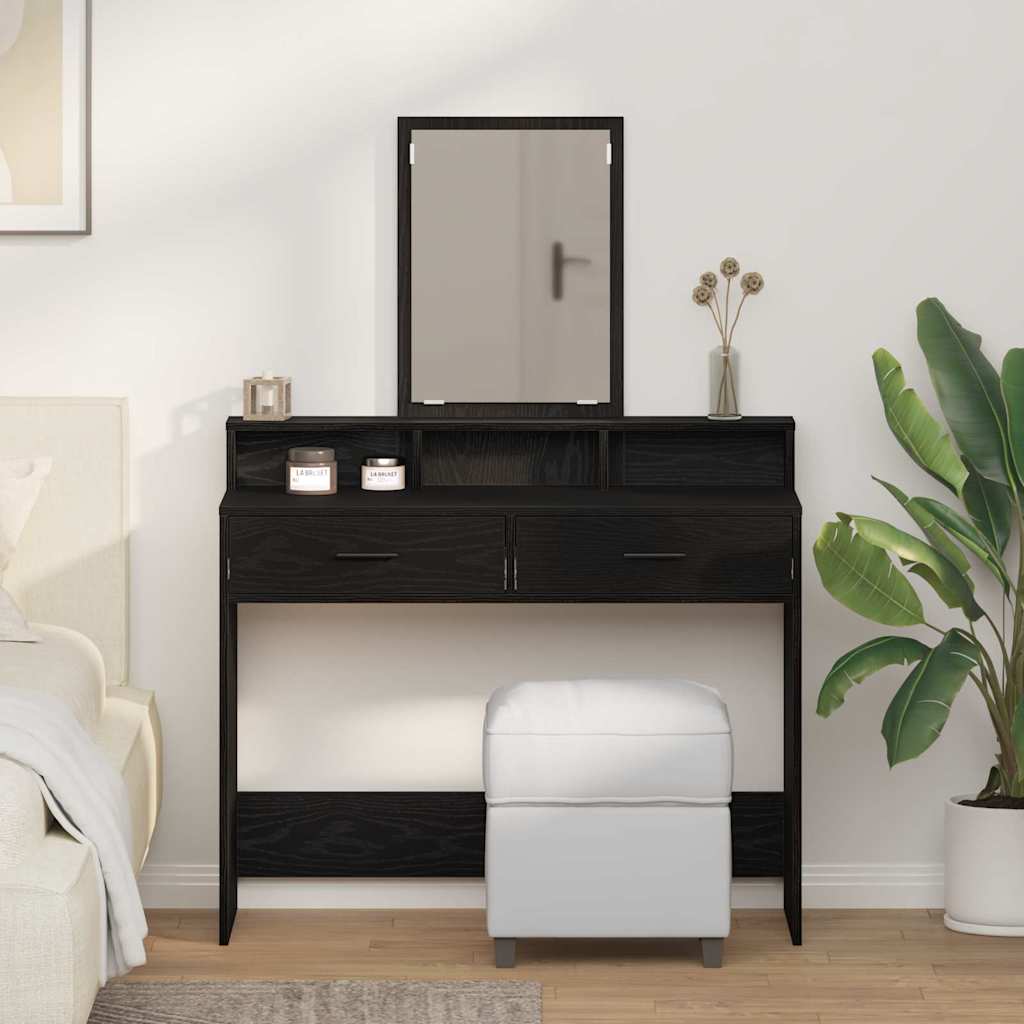 Black Oak Dressing Table with Drawers - 100x41x140 cm - Tyrell & Tyrell