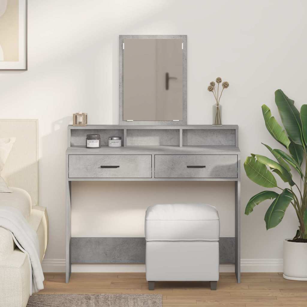 Dressing Table with Drawers - Concrete Grey, 100x41x140 cm - Merkel Designers
