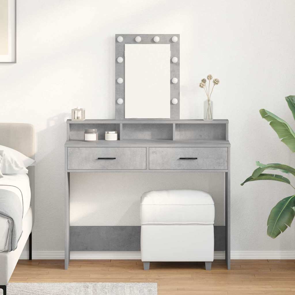 Dressing Table with LED Lights Concrete Grey 100x41x140 cm - Discount Dealers
