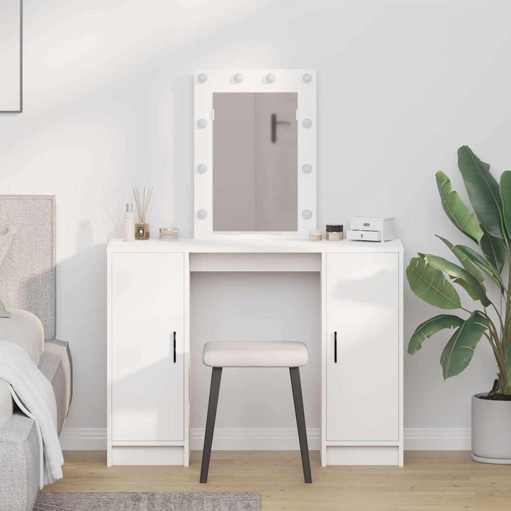 Dressing Table with LED Lights White 102x33x135 cm - Sid & Sam