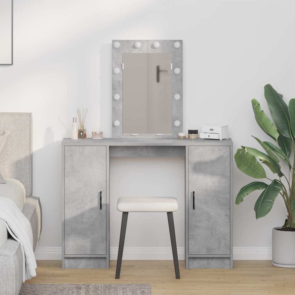 Dressing Table with LED Lights Concrete Grey 102x33x135 cm - Millennium Furniture