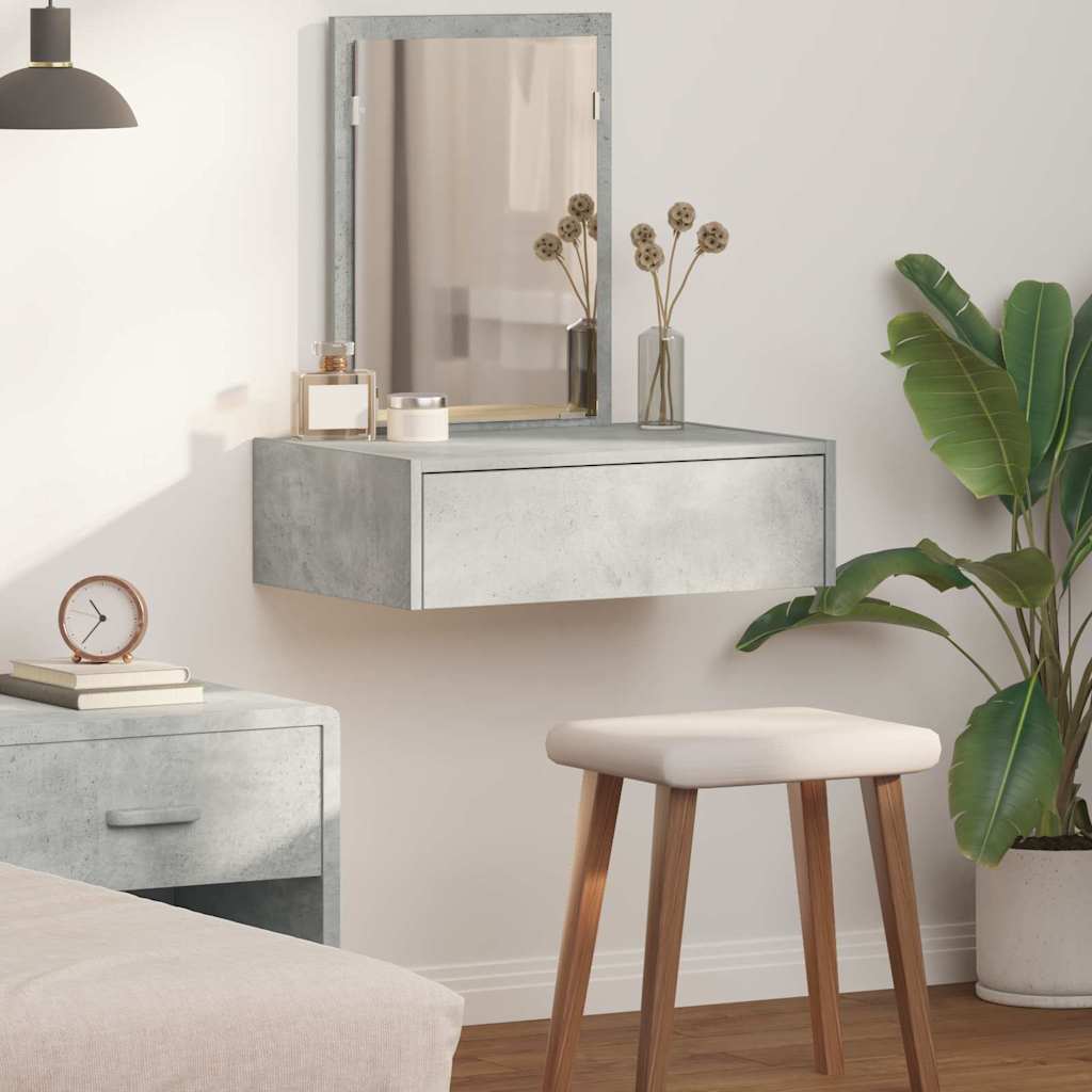Wall Hanging Dressing Table Concrete Grey 60x40x70 cm - Tyrell & Tyrell
