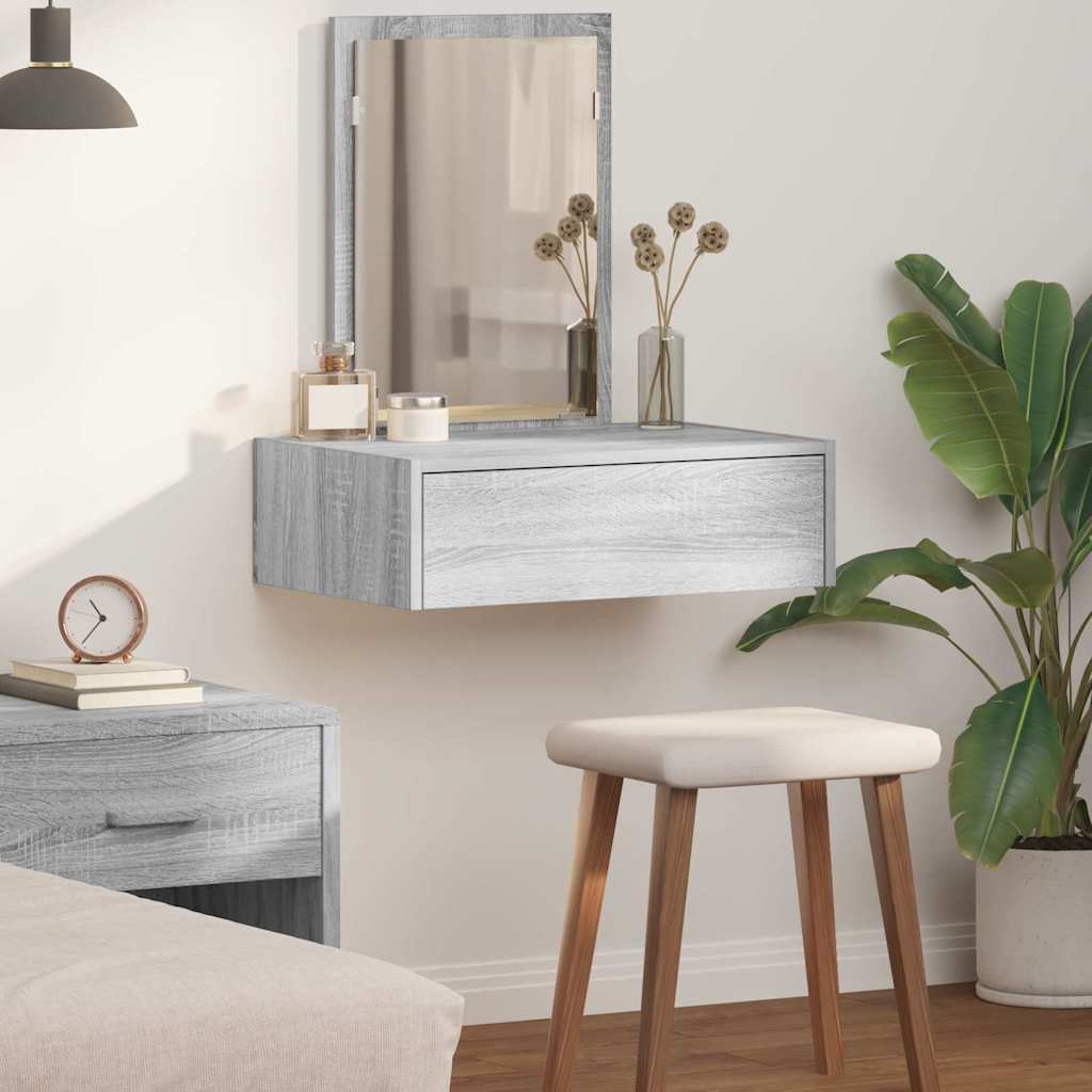 Wall Hanging Dressing Table in Grey Sonoma, 60x40x70 cm - All Things Good