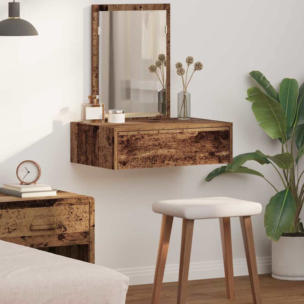 Wall Hanging Dressing Table Old Wood 60x40x70 cm - Casper Homes