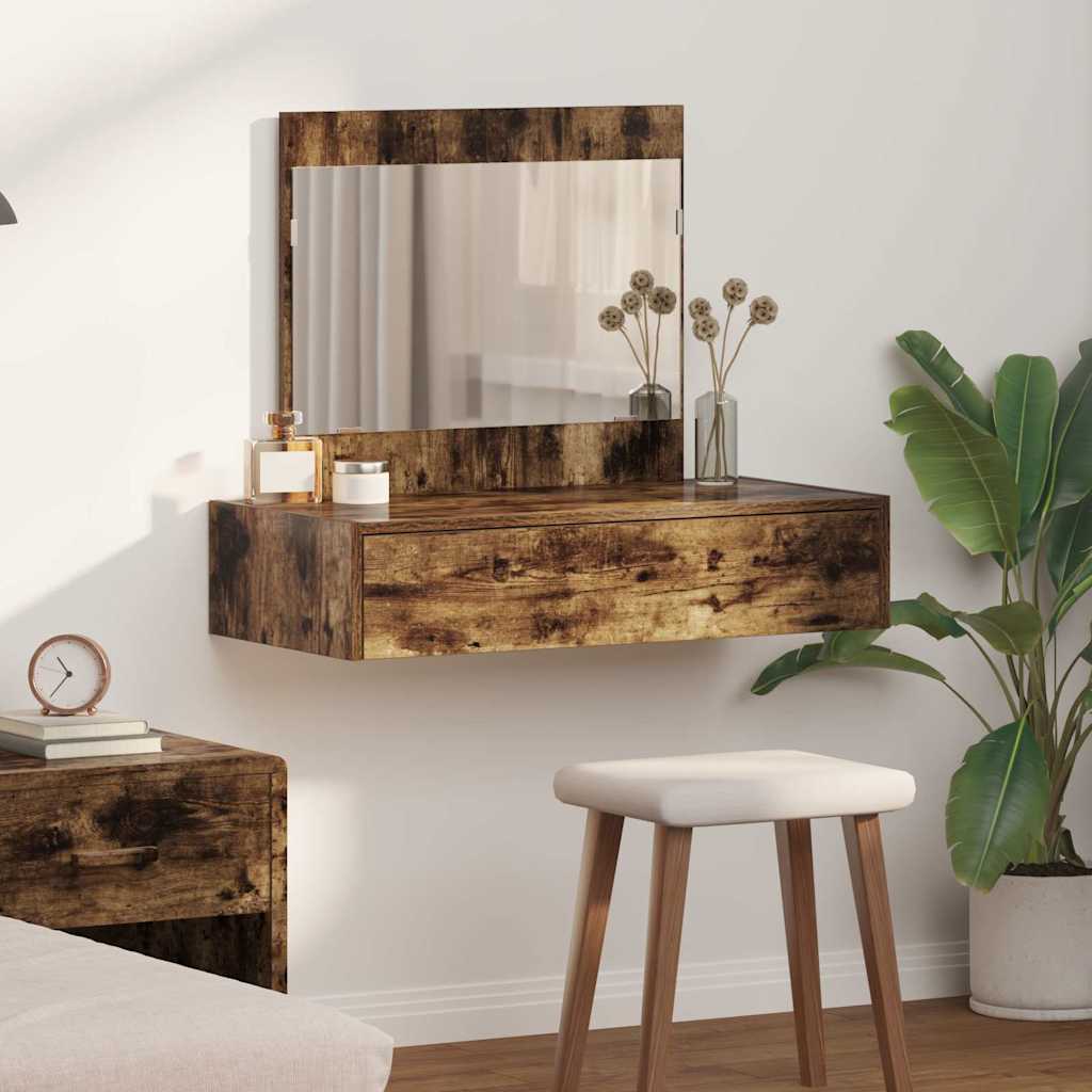 Wall Hanging Dressing Table Smoked Oak 83x40x70 cm - Tyrell & Tyrell