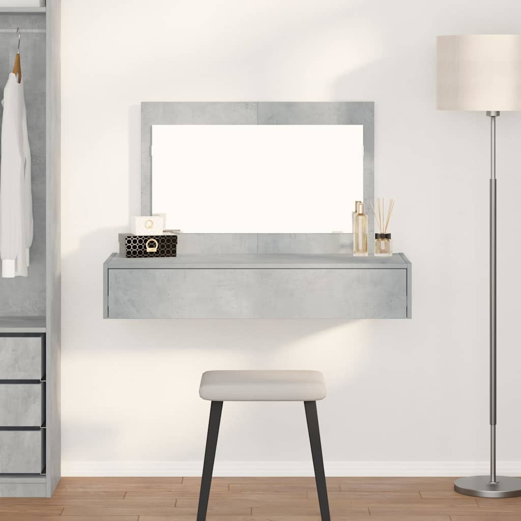 Wall Hanging Dressing Table Concrete Grey 100x40x70 cm - Decor Base