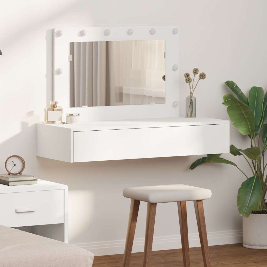 Wall Hanging Dressing Table with LED Lights White - The Home Maker