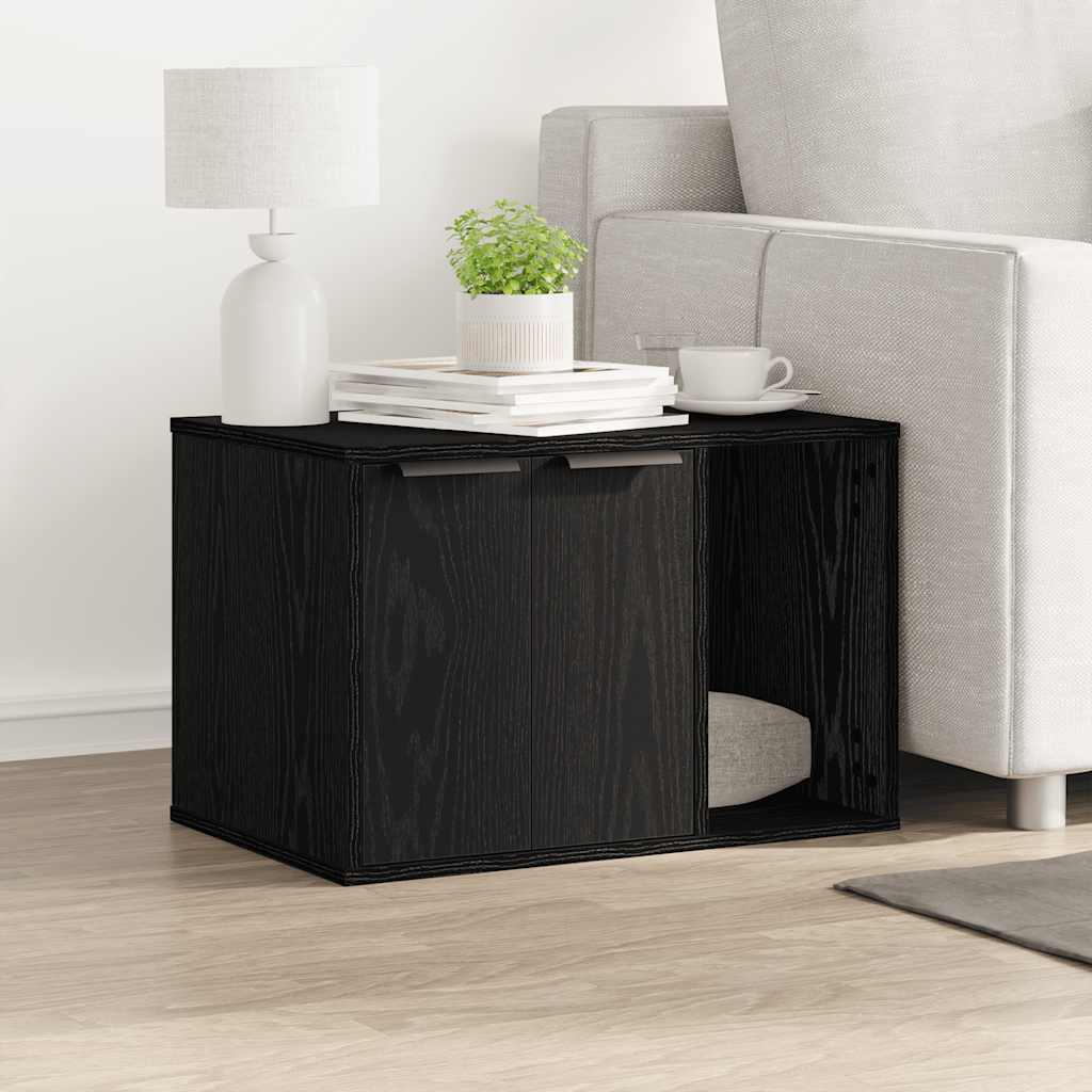 Cat Litter Box Enclosure Black Oak 60x40x40 cm Engineered Wood - Unbeatable Bargains