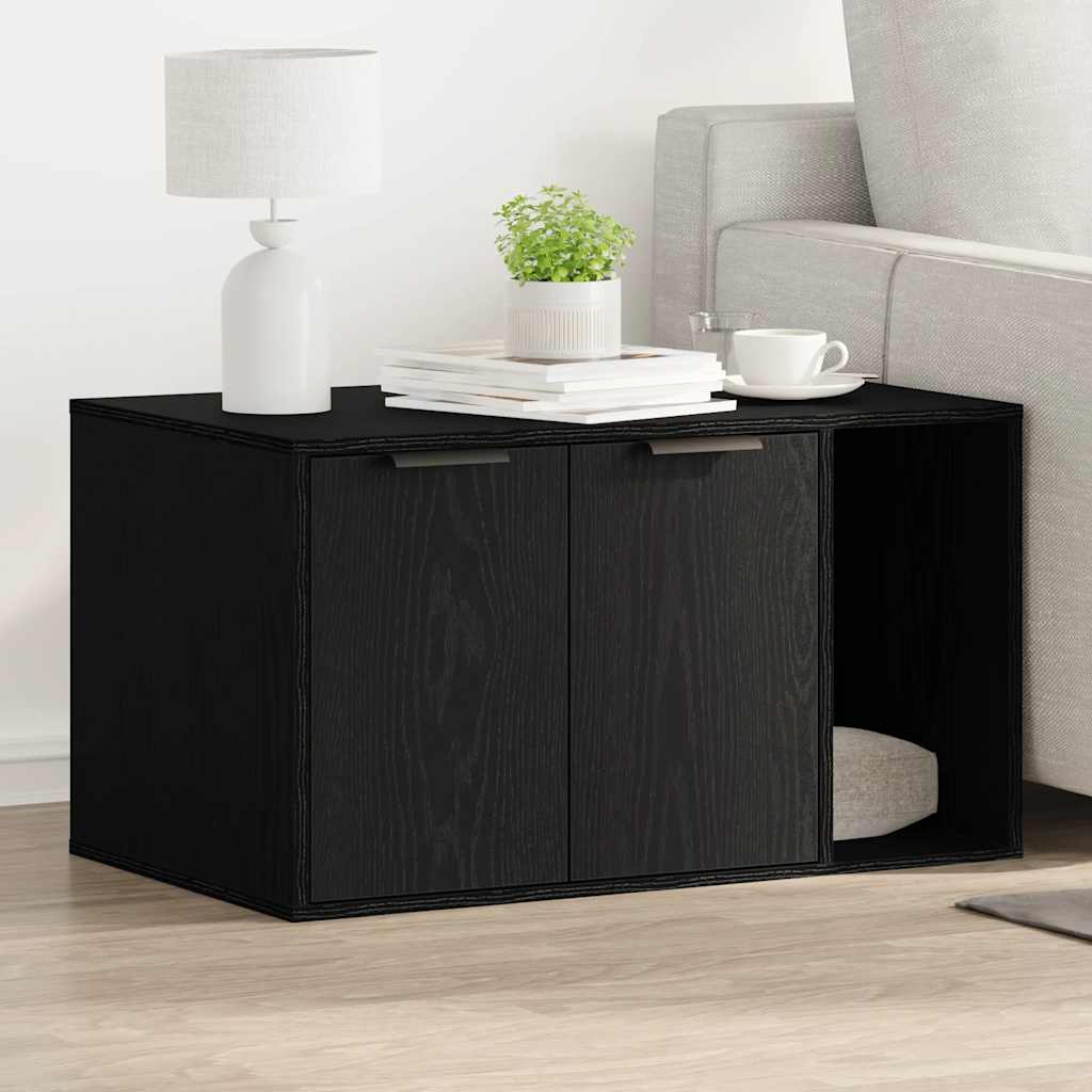 Cat Litter Box Enclosure Black Oak 80x50x45 cm Engineered Wood - Unbeatable Bargains