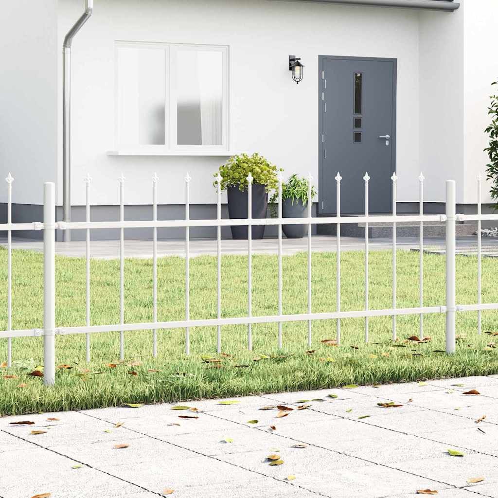 Garden Fence with Spiky Top - White, 8.5 x 0.6 m Steel - Casper Homes