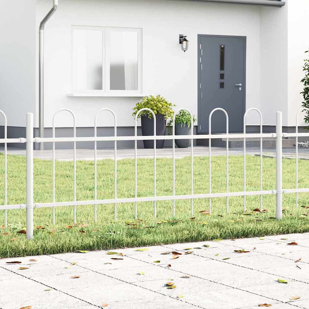 Garden Fence with Hoop Top White 11,9x0,6 m Steel - Decor Base