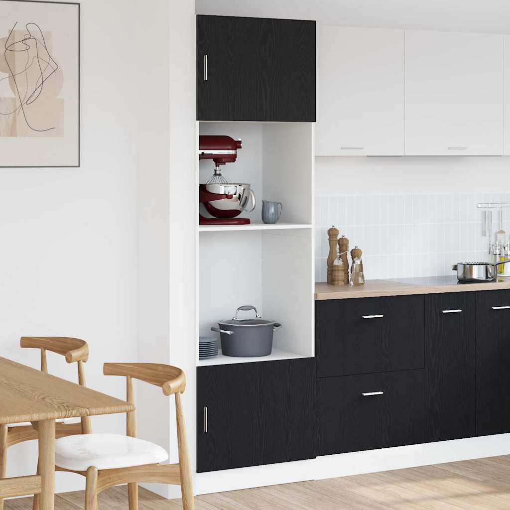 Microwave Cabinet Black Oak 60x57x207 cm Engineered Wood - Design Hut