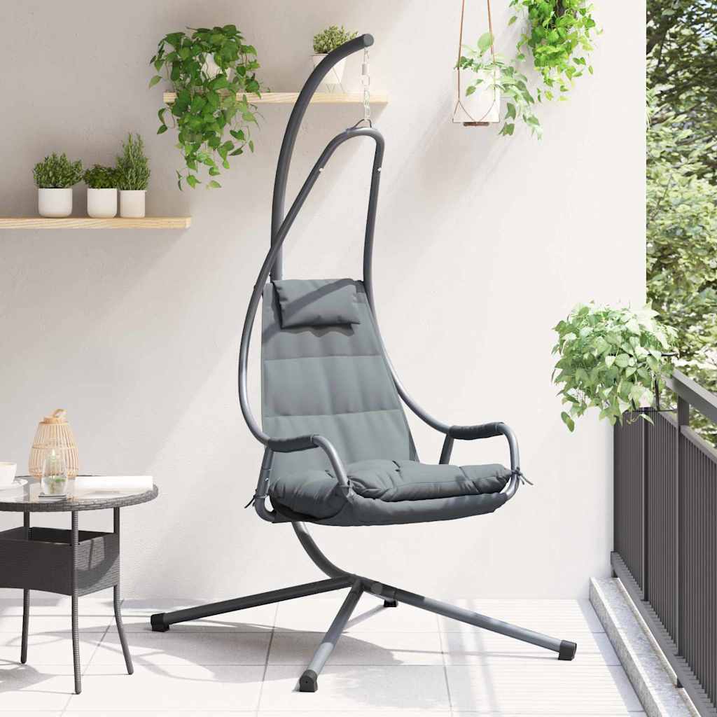 LEAWOD Hanging Egg Chair Folding Anthracite 94x107x196.5 cm Steel - Charlotte Dunes