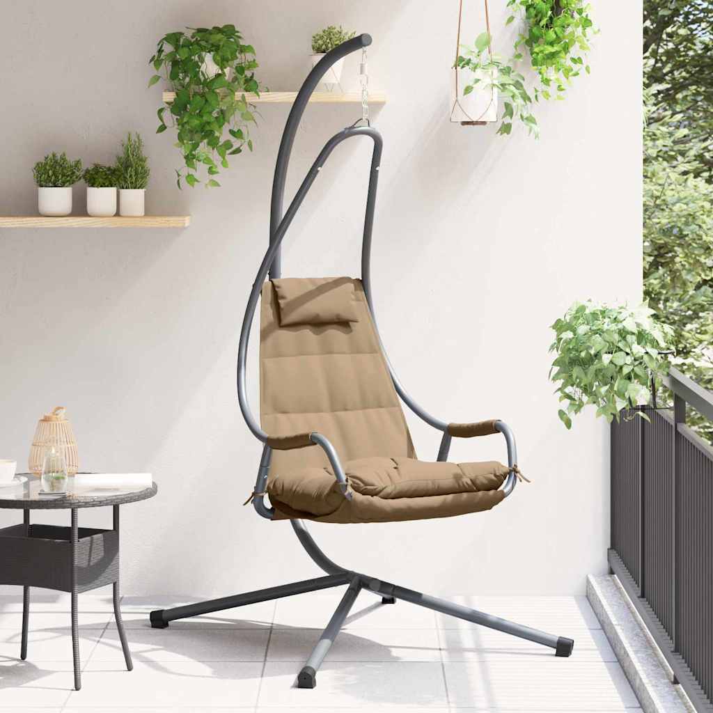 LEAWOD Hanging Egg Chair Folding Taupe 94x107x196.5 cm Steel - Charlotte Dunes