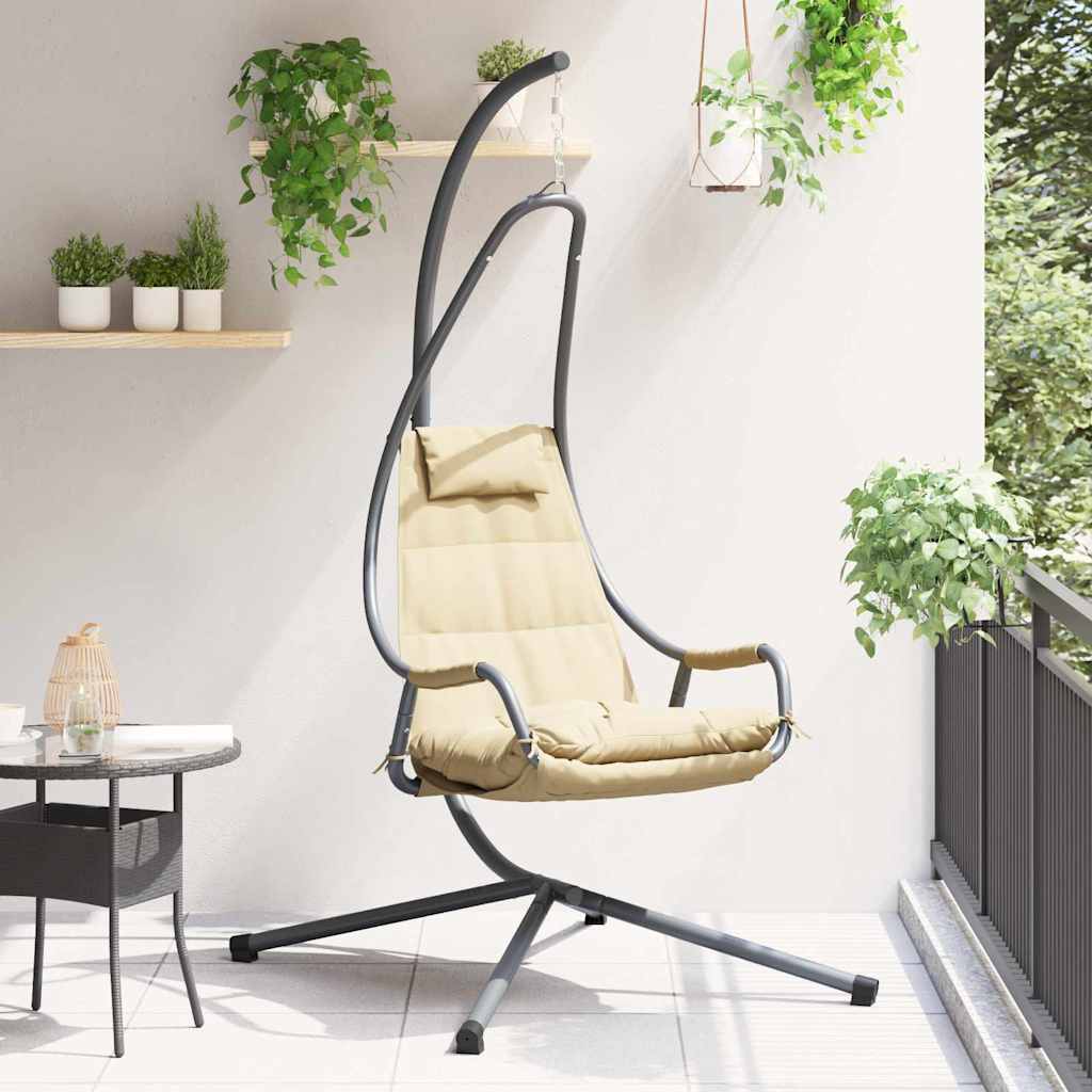 LEAWOD Hanging Egg Chair Folding 94x107x196.5 cm Steel - Beige - Charlotte Dunes