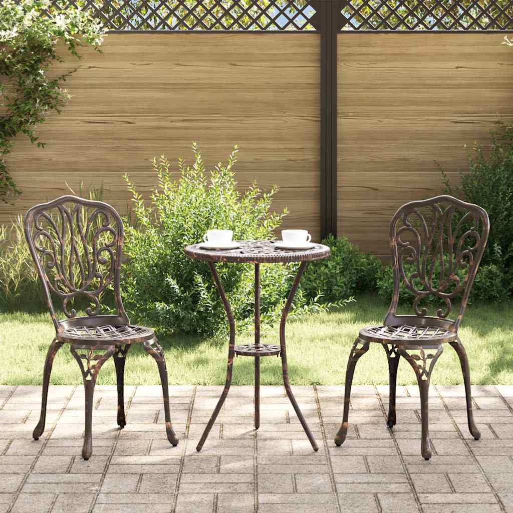 FRLOFT Garden Bistro Set 3 pcs Bronze Aluminium - Charlotte Dunes