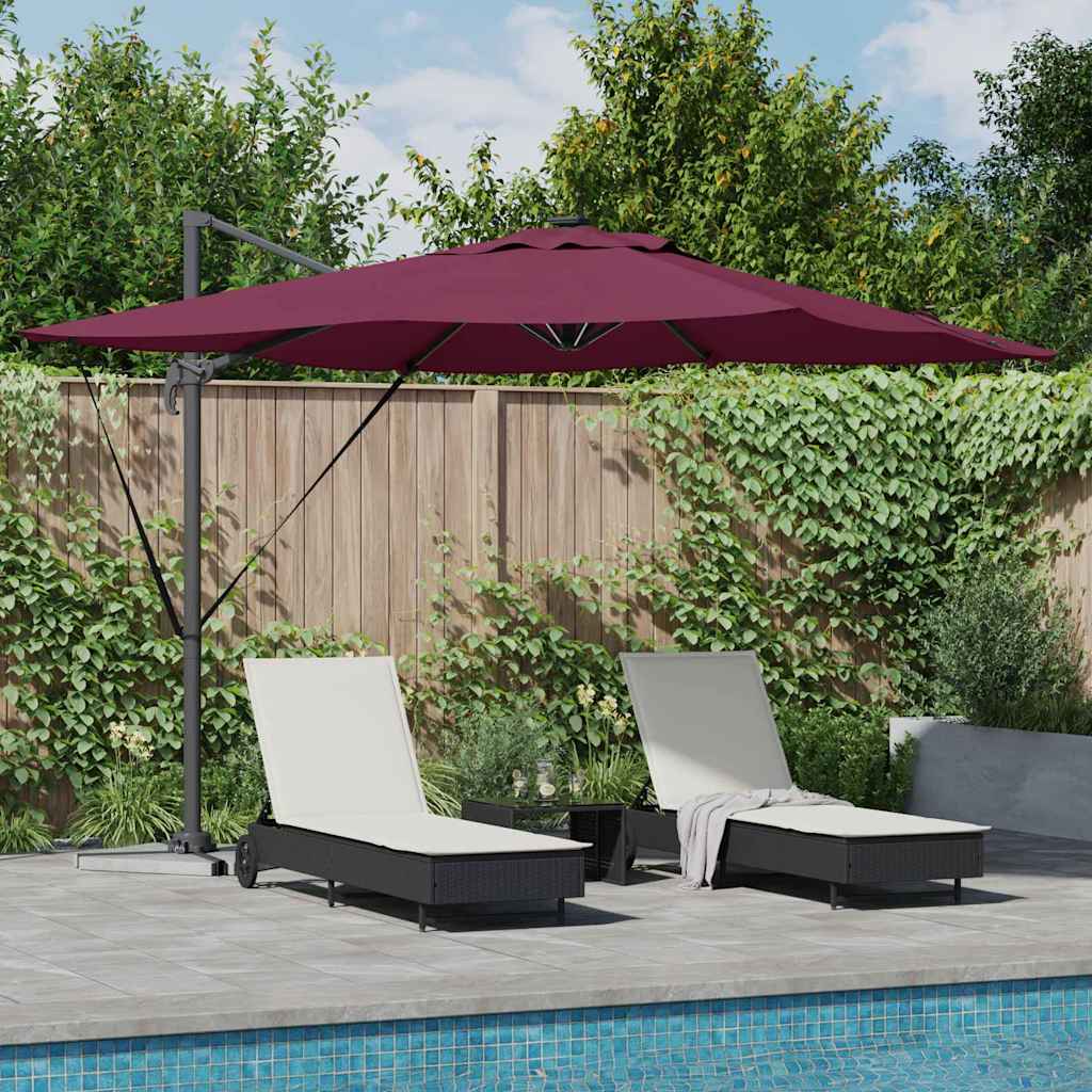 SERIDG Umbrella with LED Strip Lights Bordeaux 286x284x270 cm - Red - Charlotte Dunes