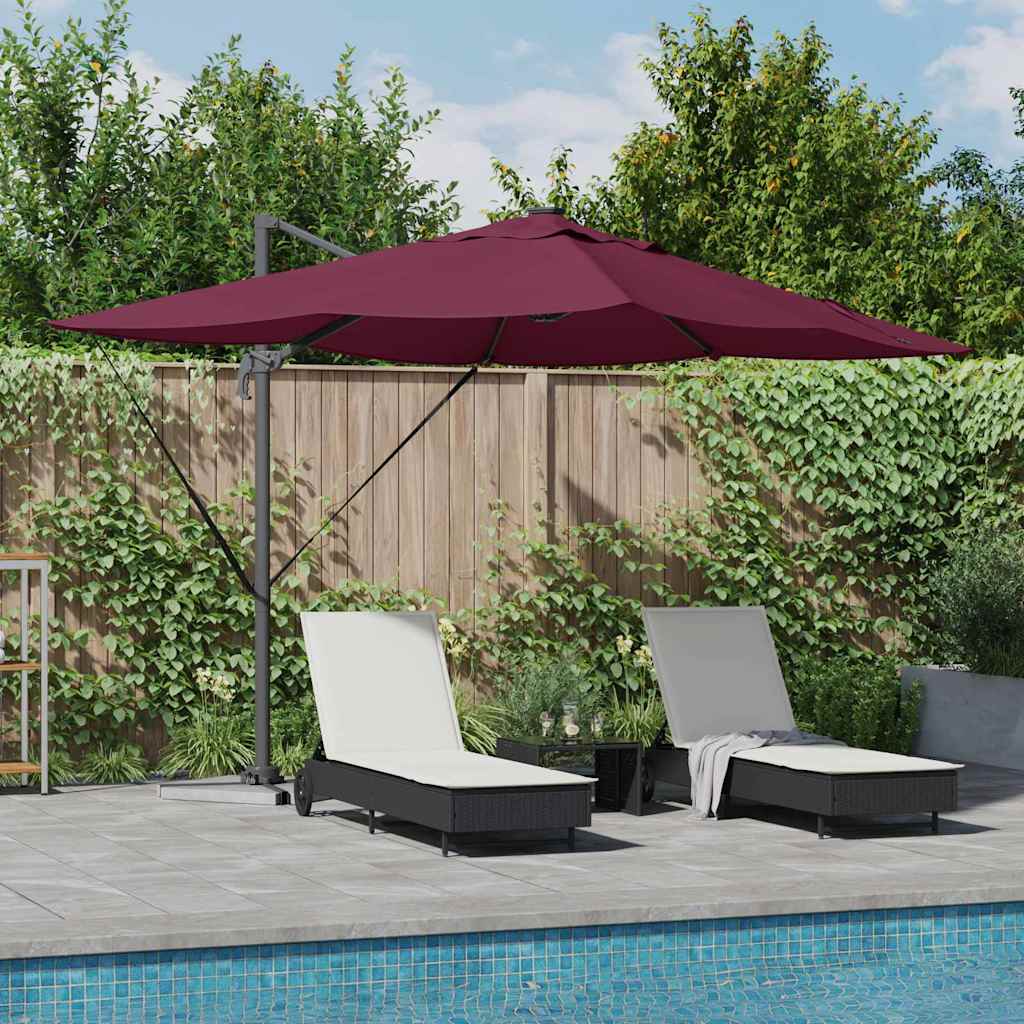 SERIDG Umbrella with LED Strip Lights Bordeaux 352x251x265 cm - Red - Charlotte Dunes