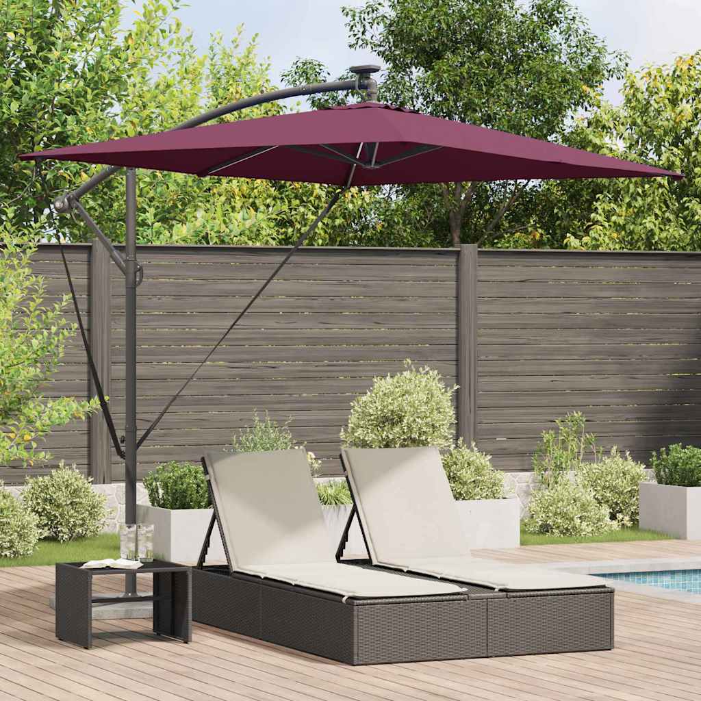 SERIDG Umbrella with LED Strip Lights Bordeaux 294x200x270 cm - Red - Charlotte Dunes
