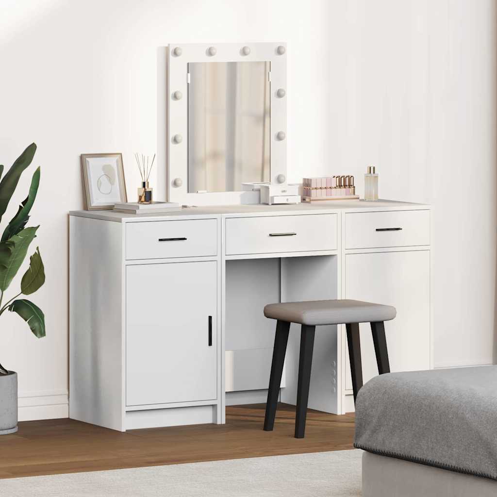 3 Piece Dressing Table Set with LED White Engineered Wood - Merkel Designers