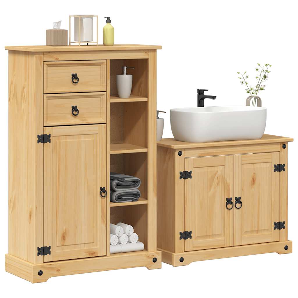 2 Piece Bathroom Furniture Set Corona Solid Wood Pine - Sid & Sam