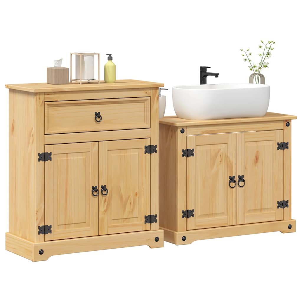 2 Piece Bathroom Furniture Set Corona Solid Wood Pine - Decor Base