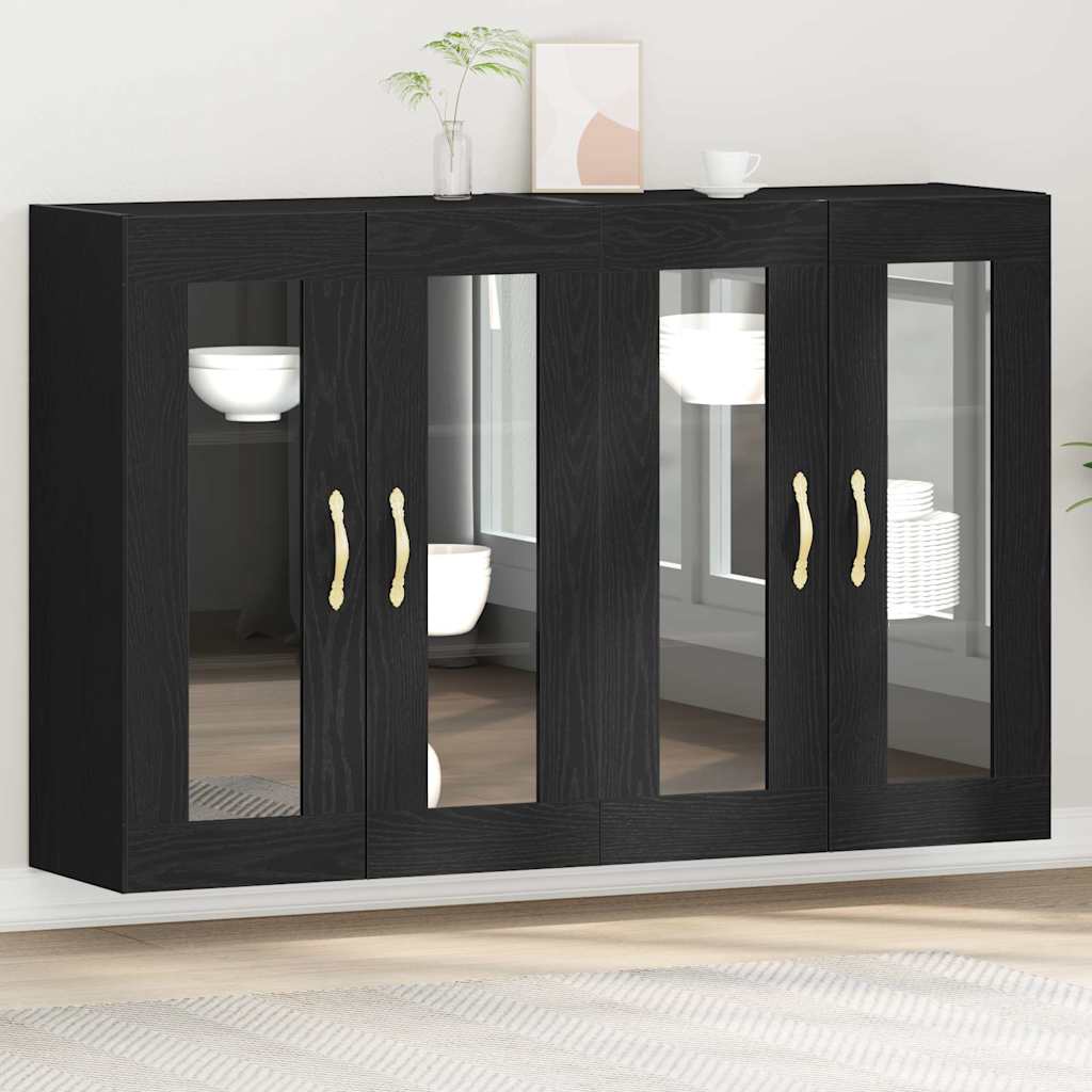 Wall Mounted Cabinets 2 pcs Black Oak 69,5x34x90 cm Engineered Wood - Design Hut