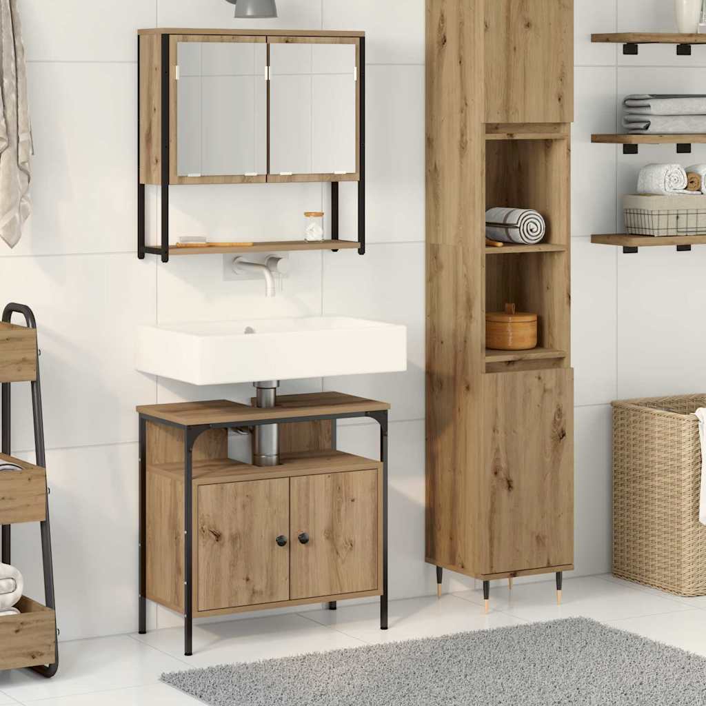2 Piece Bathroom Furniture Set Artisan Oak Engineered Wood - R and M Furniture
