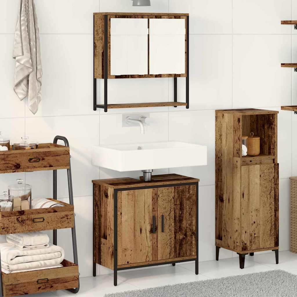 2 Piece Bathroom Furniture Set Old Wood Engineered Wood - All Things Good