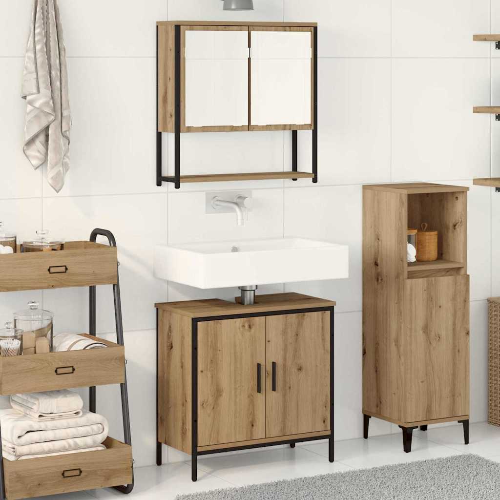 2 Piece Bathroom Furniture Set Artisan Oak Engineered Wood - Design Hut