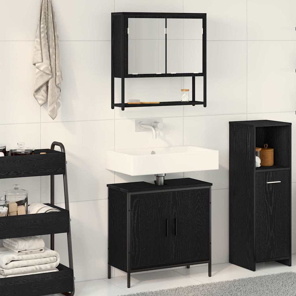 2 Piece Bathroom Furniture Set Black Oak Engineered Wood - Charlotte Dunes