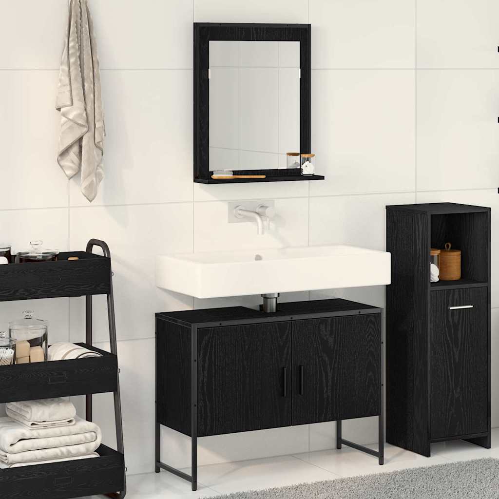 2 Piece Bathroom Furniture Set Black Oak Engineered Wood - Charlotte Dunes